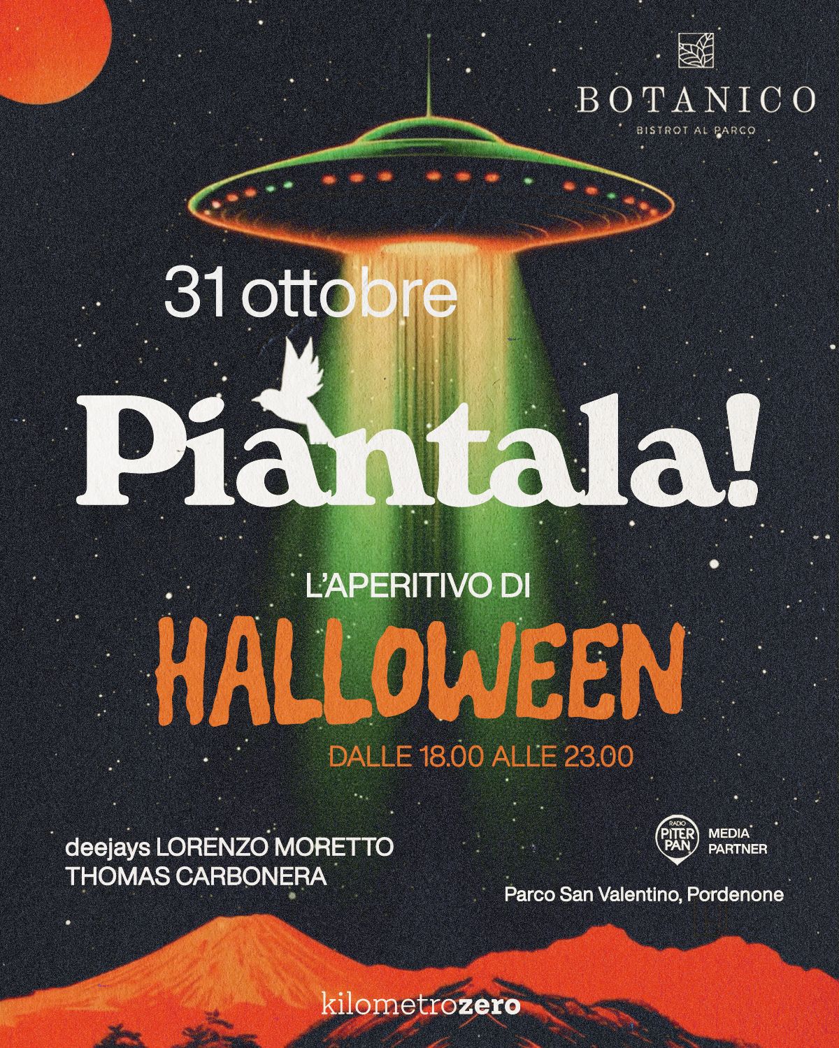 🎃 HALLOWEEN invasion 👽 PIANTALA! 🌱  L'aperitivo al Botanico, al Parco San Valentino, a Pordenone
