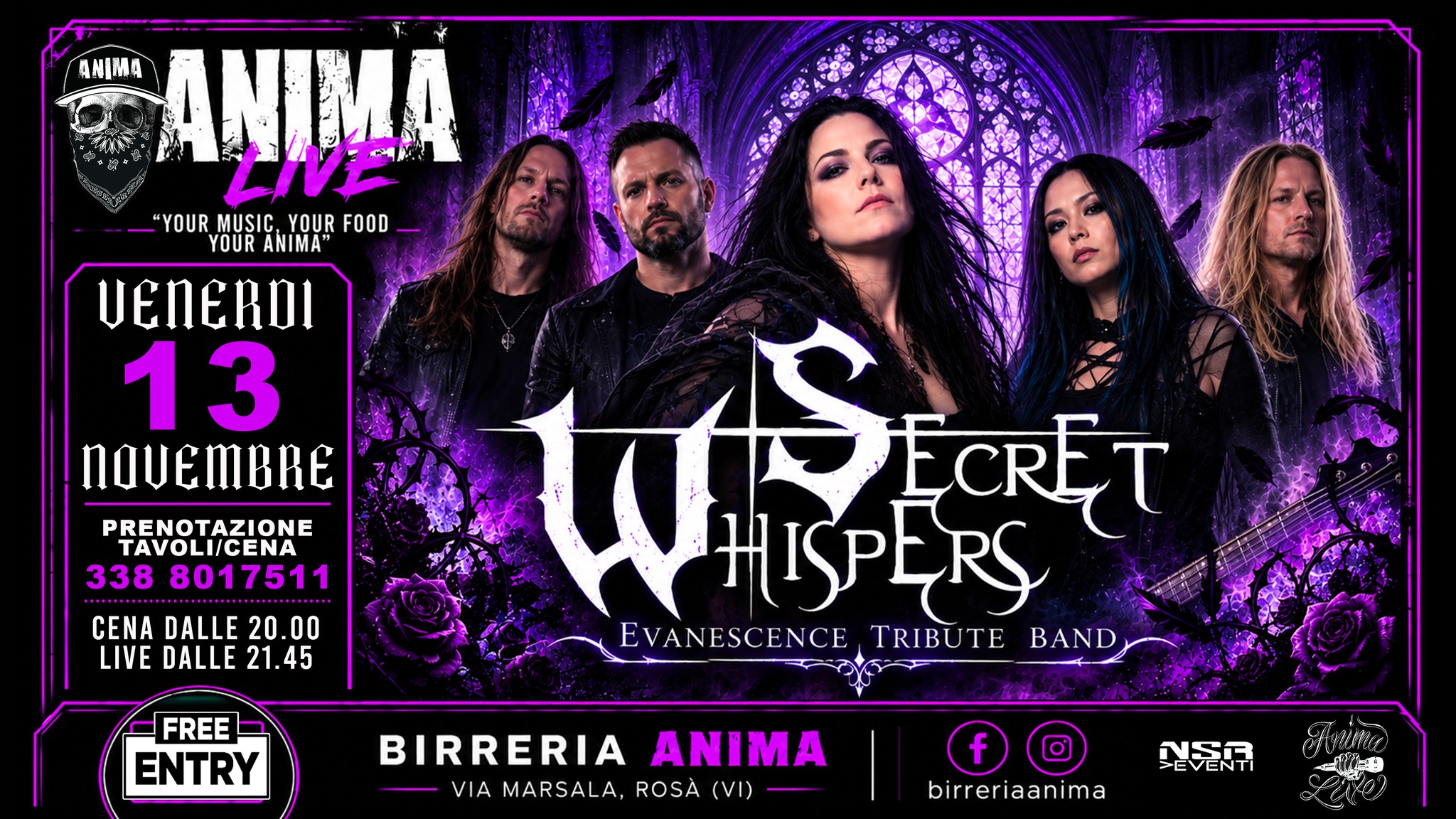 Secret Whispers - Evanescence Tribute @𝐀𝐍𝐈𝐌𝐀 (𝐂𝐞𝐧𝐚+𝐋𝐢𝐯𝐞)